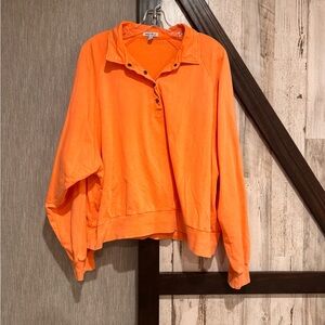 White Birch Orange Button-Up Top